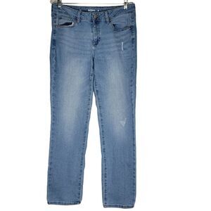 Sanoma Women's Straight Leg Jeans Size 10 Long Medium Wash Blue Denim Stretch 31
